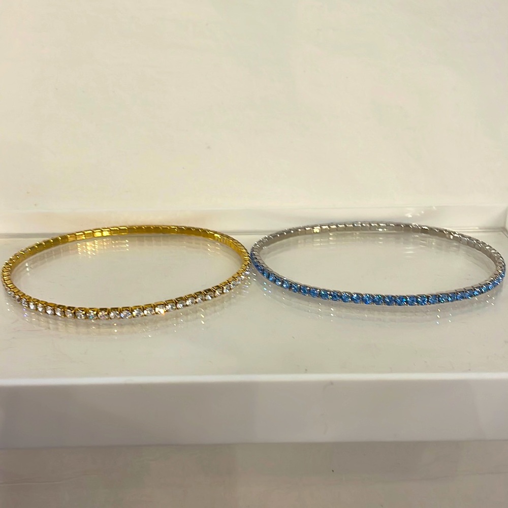 Swarovski NWOT Stretch Tennis Anklets- 2-   1 Crystal and 1 light sapphire